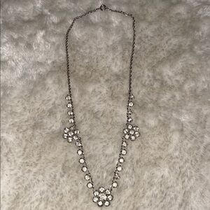 Elegant Silver Crystal Necklace with Scalloped Design